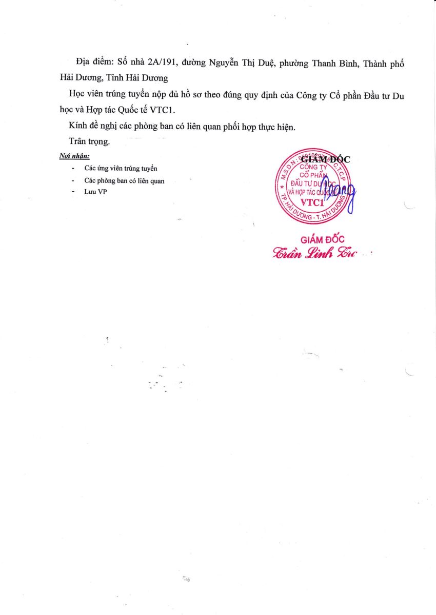 XKLĐ VTC1 Thông báo đỗ phỏng vấn đơn Tokutei Gino ngành gia công cơ khí No181.2023